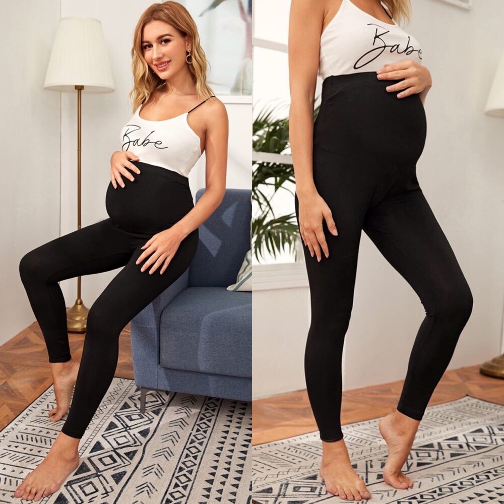 SHEIN *Maternity* Wide Waistband Solid Leggings